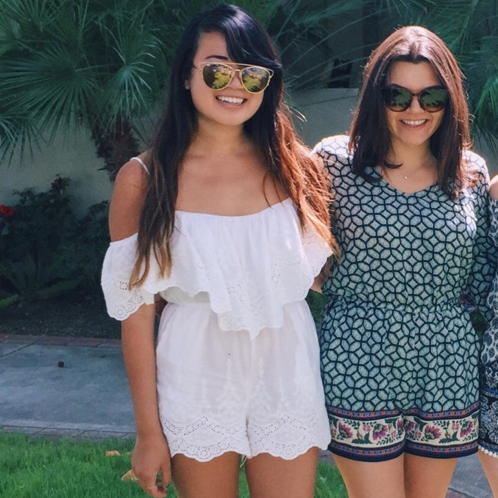 re:named White Crochet Romper Playsuit